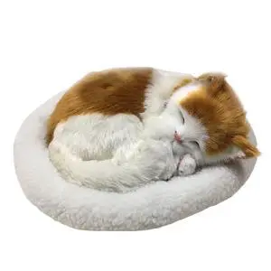 Realistic Sleeping Cat Dog Ornament, Breathing Cat Stuffed Animal Doll with Mat, Plush Toys for Home Decoration (Style 1) Realistic Sleeping Cat Dog Ornament, Breathing Cat Stuffed Animal Doll with Mat, Plush Toys for Home Decoration (Style 1)