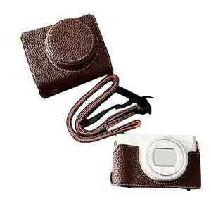 Camera Protective Case for ZV-, Retro Leather Camera Bag with Hand Grip & Tripod Mount, Bottom Access & Shoulder Strap (Coffee Color) Camera Protective Case for ZV-, Retro Leather Camera Bag with Hand Grip & Tripod Mount, Bottom Access & Shoulder Strap (Coffee Color)