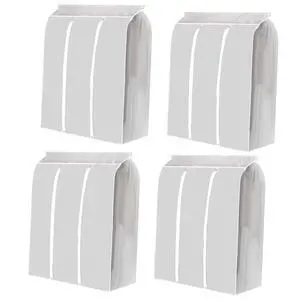 SemiTransparent Zippered Clothes Protector | 4-Pack Hanging Garment Dust Cover, Large Capacity Foldable Storage Bag for Wardrobe and Travel, 50x100x120cm (4PCS) SemiTransparent Zippered Clothes Protector | 4-Pack Hanging Garment Dust Cover, Large Capacity Foldable Storage Bag for Wardrobe and Travel, 50x100x120cm (4PCS)