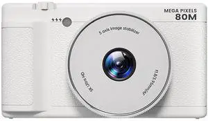 5K Compact Digital Camera, 2.8 Inch 270 Degree Flip Screen, Built in Flash and 18X Digital Zoom, 80MP Digital Point and Shoot Camera for Photography (White) 5K Compact Digital Camera, 2.8 Inch 270 Degree Flip Screen, Built in Flash and 18X Digital Zoom, 80MP Digital Point and Shoot Camera for Photography (White)