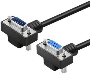 DB9 Male to Female RS232 Serial Cable, Dual Right-Angle 90 Degree 9-Pin COM Port Extension for PC, Industrial, CNC and POS Systems (Nickel Plating, 1Meters) DB9 Male to Female RS232 Serial Cable, Dual Right-Angle 90 Degree 9-Pin COM Port Extension for PC, Industrial, CNC and POS Systems (Nickel Plating, 1Meters)