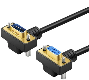 DB9 Male to Female RS232 Serial Cable, Dual Right-Angle 90 Degree 9-Pin COM Port Extension for PC, Industrial, CNC and POS Systems (Gold Plating, 5Meters) DB9 Male to Female RS232 Serial Cable, Dual Right-Angle 90 Degree 9-Pin COM Port Extension for PC, Industrial, CNC and POS Systems (Gold Plating, 5Meters)
