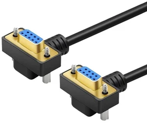 DB9 Female to Female RS232 Serial Cable, Dual Right-Angle 90 Degree 9-Pin COM Port Extension for PC, Industrial, CNC and POS Systems (Gold Plated, 5 Meter) DB9 Female to Female RS232 Serial Cable, Dual Right-Angle 90 Degree 9-Pin COM Port Extension for PC, Industrial, CNC and POS Systems (Gold Plated, 5 Meter)