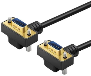 DB9 Male to Male RS232 Serial Cable, Dual Right-Angle 90 Degree 9-Pin COM Port Extension for PC, Industrial, CNC and POS Systems (Gold Plated, 1 Meter) DB9 Male to Male RS232 Serial Cable, Dual Right-Angle 90 Degree 9-Pin COM Port Extension for PC, Industrial, CNC and POS Systems (Gold Plated, 1 Meter)