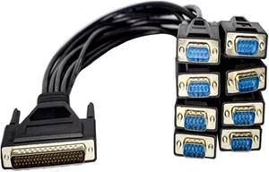 DB62 to 8X DB9 RS232 Serial Cable, 1-Male to 8-Male Breakout Adapter Wire for PCI-E Multi-Port Serial Communication Cards (1 Meters) DB62 to 8X DB9 RS232 Serial Cable, 1-Male to 8-Male Breakout Adapter Wire for PCI-E Multi-Port Serial Communication Cards (1 Meters)