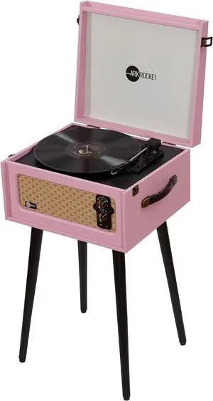 Discovery 3-Speed Bluetooth Record Player Retro Console Turntable with Built-in Speakers and Removable Legs (Pink) Discovery 3-Speed Bluetooth Record Player Retro Console Turntable with Built-in Speakers and Removable Legs (Pink)