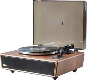 High Fidelity Bluetooth Record Player with Built-in Speakers Belt Drive Vinyl Turntable with Moving Magnet Cartridge, Bluetooth Input Output and Aux-in (Huygens Walnut) High Fidelity Bluetooth Record Player with Built-in Speakers Belt Drive Vinyl Turntable with Moving Magnet Cartridge, Bluetooth Input Output and Aux-in (Huygens Walnut)