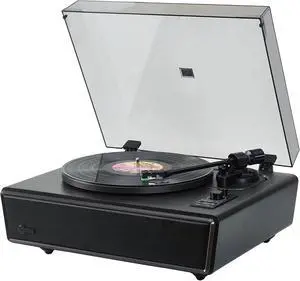 Huygens High Fidelity Bluetooth Record Player with Built-in Speakers Belt Drive Vinyl Turntable with Moving Magnet Cartridge, Bluetooth Input Output and Aux-in (Huygens Black) Huygens High Fidelity Bluetooth Record Player with Built-in Speakers Belt Drive Vinyl Turntable with Moving Magnet Cartridge, Bluetooth Input Output and Aux-in (Huygens Black)