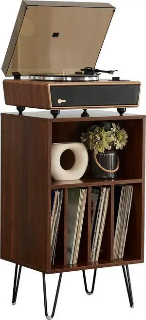 High Fidelity Bluetooth Record Player with Built-in Speakers Belt Drive Vinyl Turntable with Moving Magnet Cartridge, Bluetooth Input Output and Aux-in (Huygens Walnut + Audio Rack) High Fidelity Bluetooth Record Player with Built-in Speakers Belt Drive Vinyl Turntable with Moving Magnet Cartridge, Bluetooth Input Output and Aux-in (Huygens Walnut + Audio Rack)