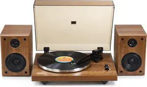 Vinyl Record Player Wireless Bluetooth Turntable Builds in Phono Preamp and Comes with 40W External Speakers Retro Wooden Shell High-Fidelity Sound Vinyl Record Player Wireless Bluetooth Turntable Builds in Phono Preamp and Comes with 40W External Speakers Retro Wooden Shell High-Fidelity Sound