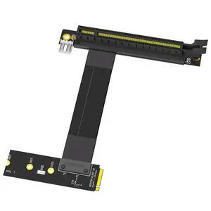 PCIe 16X 90-Degree to M.2 NGFF Key M Adapter PCI-E x16 to M.2 PCIe Extension Cable for Graphics Card / SSD, 90° Angled Riser for Desktop PC - Left direction PCIe 16X 90-Degree to M.2 NGFF Key M Adapter PCI-E x16 to M.2 PCIe Extension Cable for Graphics Card / SSD, 90° Angled Riser for Desktop PC - Left direction