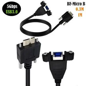 USB 3.0 Type B Female to Micro B Male Panel Mount Cable with Screw Lock, 5Gbps Data Extension Adapter Cable for Printer Scanner External Hard Drive 0.3M Length SuperSpeed Data Transfer Cord USB 3.0 Type B Female to Micro B Male Panel Mount Cable with Screw Lock, 5Gbps Data Extension Adapter Cable for Printer Scanner External Hard Drive 0.3M Length SuperSpeed Data Transfer Cord