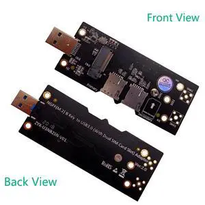 M.2 to USB 3.0 Adapter with Dual SIM Slots 3G/4G/5G/LTE Module to USB 3.0 Converter, Supports M.2 WWAN Card for Laptop / Desktop / IoT M.2 to USB 3.0 Adapter with Dual SIM Slots 3G/4G/5G/LTE Module to USB 3.0 Converter, Supports M.2 WWAN Card for Laptop / Desktop / IoT