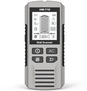 HW-710 5-in-1 Wall Scanner Stud Finder / Metal Detector / AC Wire Detector, Multi-Function Measuring Instrument for Home Improvement - Silver HW-710 5-in-1 Wall Scanner Stud Finder / Metal Detector / AC Wire Detector, Multi-Function Measuring Instrument for Home Improvement - Silver