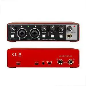 Professional Recording Sound Card for Microphone Studio-Grade Audio Interface for Band Recording / Voice-Over / Live Streaming - red Professional Recording Sound Card for Microphone Studio-Grade Audio Interface for Band Recording / Voice-Over / Live Streaming - red