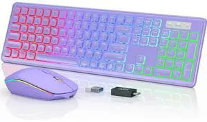 Wireless RGB Gaming Keyboard & Mouse Set Rechargeable, Ergonomic Tilt Design, 2.4G Quiet Combo for Home/Office - purple Wireless RGB Gaming Keyboard & Mouse Set Rechargeable, Ergonomic Tilt Design, 2.4G Quiet Combo for Home/Office - purple