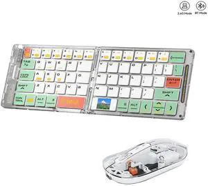 Transparent Foldable Triple-Mode Wireless Keyboard Portable, Quiet Scissor Keys, Multi-Device for Office/Travel green Transparent Foldable Triple-Mode Wireless Keyboard Portable, Quiet Scissor Keys, Multi-Device for Office/Travel green