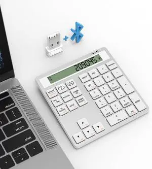 2-in-1 Wireless Bluetooth Numeric Keypad with Calculator Dual-Mode Number Pad for Laptop/PC/Mac/Tablet, Portable Numpad for Office/Accounting 2-in-1 Wireless Bluetooth Numeric Keypad with Calculator Dual-Mode Number Pad for Laptop/PC/Mac/Tablet, Portable Numpad for Office/Accounting