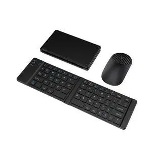 2.4G + Bluetooth Foldable Keyboard and Mouse Set Ultra-Portable Rechargeable Combo for Multi-Device Office/Travel - black 2.4G + Bluetooth Foldable Keyboard and Mouse Set Ultra-Portable Rechargeable Combo for Multi-Device Office/Travel - black