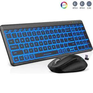 2.4G + Bluetooth Dual Mode Rechargeable Keyboard & Mouse Combo Low-Latency Response, RGB Backlit, Silent Ergonomic Design for Office/Gaming 2.4G + Bluetooth Dual Mode Rechargeable Keyboard & Mouse Combo Low-Latency Response, RGB Backlit, Silent Ergonomic Design for Office/Gaming