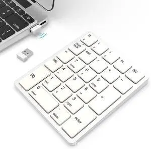 Wireless Numeric Keypad 26 Keys Portable 2.4GHz Number Pad for Financial Accounting & Data Entry, Rechargeable, Compatible with Windows PC/Laptop - white Wireless Numeric Keypad 26 Keys Portable 2.4GHz Number Pad for Financial Accounting & Data Entry, Rechargeable, Compatible with Windows PC/Laptop - white