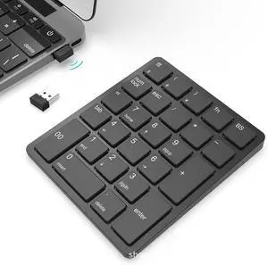 Wireless Numeric Keypad 26 Keys Portable 2.4GHz Number Pad for Financial Accounting & Data Entry, Rechargeable, Compatible with Windows PC/Laptop - black Wireless Numeric Keypad 26 Keys Portable 2.4GHz Number Pad for Financial Accounting & Data Entry, Rechargeable, Compatible with Windows PC/Laptop - black