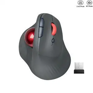 Wireless Vertical Trackball Mouse Dual Mode BT + 2.4G Connectivity, 650mAh Rechargeable Battery, Ergonomic Thumb-Operated Rollerball Wireless Vertical Trackball Mouse Dual Mode BT + 2.4G Connectivity, 650mAh Rechargeable Battery, Ergonomic Thumb-Operated Rollerball