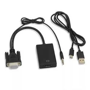 VGA to HDMI Adapter with USB Audio & Power Male VGA to Female HDMI Converter, 1080p Video + Audio Sync, for PC/Laptop to HDTV/Projector - 25cm VGA to HDMI Adapter with USB Audio & Power Male VGA to Female HDMI Converter, 1080p Video + Audio Sync, for PC/Laptop to HDTV/Projector - 25cm