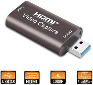 HDMI Video Capture Card 1080P 60Hz USB 3.0 to HDMI Adapter, Live Streaming / Recording / Gaming, Plug-and-Play, No Driver Needed HDMI Video Capture Card 1080P 60Hz USB 3.0 to HDMI Adapter, Live Streaming / Recording / Gaming, Plug-and-Play, No Driver Needed
