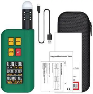 GX1 Integrated Environment Detector 6-in-1 Temperature, Humidity, Lux Meter, Noise, Altitude & Barometric Pressure Tester, LCD Display, Rechargeable GX1 Integrated Environment Detector 6-in-1 Temperature, Humidity, Lux Meter, Noise, Altitude & Barometric Pressure Tester, LCD Display, Rechargeable