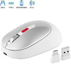 Tri-Mode Wireless Mouse with Battery Indicator One-Key Return Desktop, Silent Rechargeable Mouse for Laptop/PC/Mac Tri-Mode Wireless Mouse with Battery Indicator One-Key Return Desktop, Silent Rechargeable Mouse for Laptop/PC/Mac