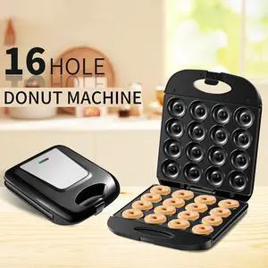 16-Hole Large Donut Maker Machine Dual-Sided Heating Breakfast Baker for Donuts, Muffins, Cakes & Sandwiches, Non-Stick Coating, 1400W 16-Hole Large Donut Maker Machine Dual-Sided Heating Breakfast Baker for Donuts, Muffins, Cakes & Sandwiches, Non-Stick Coating, 1400W