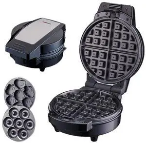 3-in-1 Waffle Donut Cake Maker with Interchangeable Plates Non-Stick, 650-800W, for Pancakes, Cookies & Muffins (US Plug) 3-in-1 Waffle Donut Cake Maker with Interchangeable Plates Non-Stick, 650-800W, for Pancakes, Cookies & Muffins (US Plug)