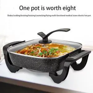 Square Electric Hot Pot & Skillet Combo 6L Large Capacity, Adjustable Temperature, Non-Stick Coating, Multi-Cooker for Home, Dorm & Outdoor Use Square Electric Hot Pot & Skillet Combo 6L Large Capacity, Adjustable Temperature, Non-Stick Coating, Multi-Cooker for Home, Dorm & Outdoor Use