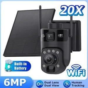 20X Optical Zoom 6MP Dual-Lens Solar Camera 4G LTE Cellular & WiFi Connectivity, 355° Pan 90° Tilt, Outdoor PTZ with PIR Human Detection, Full-Color Night Vision 20X Optical Zoom 6MP Dual-Lens Solar Camera 4G LTE Cellular & WiFi Connectivity, 355° Pan 90° Tilt, Outdoor PTZ with PIR Human Detection, Full-Color Night Vision