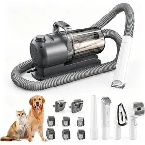 Pet Multifunctional Grooming Kit with Vacuum Dog/Cat Hair Clipper & Vacuum Cleaner Set, Integrated Suction, Low Noise, for Home Use -Grey Pet Multifunctional Grooming Kit with Vacuum Dog/Cat Hair Clipper & Vacuum Cleaner Set, Integrated Suction, Low Noise, for Home Use -Grey