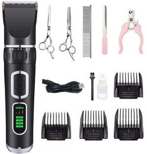 Pet Electric Clipper with LCD Display Rechargeable Grooming Shaver for Dogs, Cats & Poodles, Adjustable Speed, Low Noise, Long Battery Life Pet Electric Clipper with LCD Display Rechargeable Grooming Shaver for Dogs, Cats & Poodles, Adjustable Speed, Low Noise, Long Battery Life