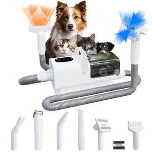 Pet Grooming Vacuum & Blow Dryer Integrated Suction, Trimmer & Hair Dryer for Dogs & Cats, Low Noise, Dust Cup Pet Grooming Vacuum & Blow Dryer Integrated Suction, Trimmer & Hair Dryer for Dogs & Cats, Low Noise, Dust Cup