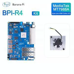 Banana Pi BPI-R4 Router Development Board Board + Cooling Fan Kit, BPI-R4-4G RAM Standard Edition Banana Pi BPI-R4 Router Development Board Board + Cooling Fan Kit, BPI-R4-4G RAM Standard Edition