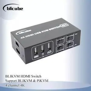 BLIKVM 4-Port HDMI KVM Switch 4 Inputs 1 Output, USB 2.0 Hub, 4K@60Hz, Supports PiKVM & BLIKVM, Remote & Button Control (197 characters) BLIKVM 4-Port HDMI KVM Switch 4 Inputs 1 Output, USB 2.0 Hub, 4K@60Hz, Supports PiKVM & BLIKVM, Remote & Button Control (197 characters)