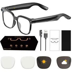 M02S Smart AI Glasses 8MP Camera, Real-Time Translation, Bluetooth Calling, Voice Assistant, Smart Glasses for Travel/Business (Transparent lenses + Color-changing lenses) M02S Smart AI Glasses 8MP Camera, Real-Time Translation, Bluetooth Calling, Voice Assistant, Smart Glasses for Travel/Business (Transparent lenses + Color-changing lenses)