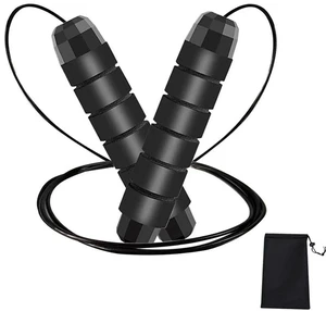 Jump Rope, Adjustable Jump Ropes for Fitness for Women Men and Kids Tangle-Free Rapid Speed Jumping Rope Cable with Ball Bearings Exercise&Slim Body at Home School Gym Black + Storage Pouch Jump Rope, Adjustable Jump Ropes for Fitness for Women Men and Kids Tangle-Free Rapid Speed Jumping Rope Cable with Ball Bearings Exercise&Slim Body at Home School Gym Black + Storage Pouch