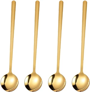 4 PCS Coffee Spoons, 5.9 Inches Stainless Steel Long Handle Spoon for Dessert Ice Cream Sugar Tea Latte, Hot Chocolate Cake Stirring Spoons (4, gold) 4 PCS Coffee Spoons, 5.9 Inches Stainless Steel Long Handle Spoon for Dessert Ice Cream Sugar Tea Latte, Hot Chocolate Cake Stirring Spoons (4, gold)
