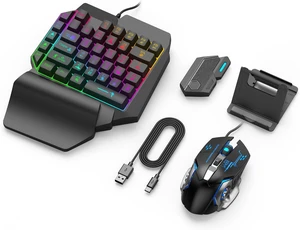 One Handed Gaming Keyboard and Mouse Combo, RGB Backlit 35 Keys Half Hand Gaming Keyboard and Mouse Set with Wrist Rest Support and Converter for PC One Handed Gaming Keyboard and Mouse Combo, RGB Backlit 35 Keys Half Hand Gaming Keyboard and Mouse Set with Wrist Rest Support and Converter for PC
