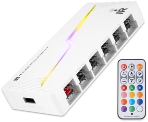 ARGB and Fan HUB X12 IR White Hub Controller Support 12 Groups of CPU Fans,3Pin PC ARGB Controller and 4Pin PWM Fan,SATA Power Cord Direct Input(12V 4pin RGB is Not Supported) ARGB and Fan HUB X12 IR White Hub Controller Support 12 Groups of CPU Fans,3Pin PC ARGB Controller and 4Pin PWM Fan,SATA Power Cord Direct Input(12V 4pin RGB is Not Supported)