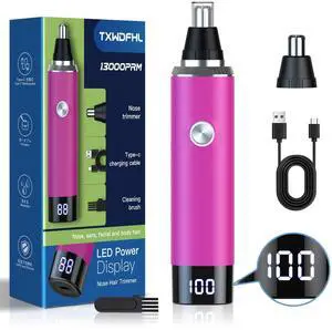 Nose Hair Trimmer for Women and MenRechargeable with LED Display,2 in 1 Painless Multifunctional Ear and Nose Trimmer with IPX7 Waterproof Dual Edge Blades-Magenta Nose Hair Trimmer for Women and MenRechargeable with LED Display,2 in 1 Painless Multifunctional Ear and Nose Trimmer with IPX7 Waterproof Dual Edge Blades-Magenta