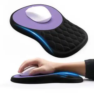 Ergonomic Mouse Pad with Wrist Rest, Slope Design Memory Foam Wrist Support, Non-Slip PU Base, Carpal Tunnel Pain Relief Mousepad Wrist Rest for Office, Home, Computer Desk (Black+Purple) Ergonomic Mouse Pad with Wrist Rest, Slope Design Memory Foam Wrist Support, Non-Slip PU Base, Carpal Tunnel Pain Relief Mousepad Wrist Rest for Office, Home, Computer Desk (Black+Purple)