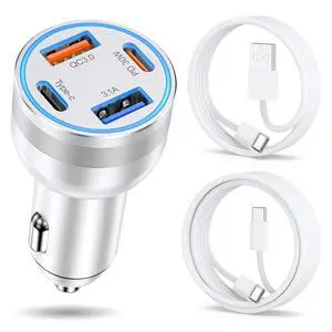 65W Car Charger for iPhone 17/16 Pro Max, 4 Port USB C Car Charger Fast Charging with 2Pack USB C Cables,Fast Car Phone Charger Cigarette Lighter Adapter for iPhone 17 16 15 Pro Max,iPad,Galaxy 65W Car Charger for iPhone 17/16 Pro Max, 4 Port USB C Car Charger Fast Charging with 2Pack USB C Cables,Fast Car Phone Charger Cigarette Lighter Adapter for iPhone 17 16 15 Pro Max,iPad,Galaxy