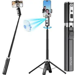 Auto Face Tracking Selfie Stick Tripod for iPhone, Minimalist 360° Rotating AI Tracking Tripod with Wireless Control, 60" Extended Phone Holder for Content Creation Vlogging, Live Streaming Auto Face Tracking Selfie Stick Tripod for iPhone, Minimalist 360° Rotating AI Tracking Tripod with Wireless Control, 60" Extended Phone Holder for Content Creation Vlogging, Live Streaming