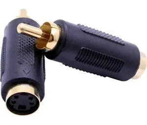 2 Pcs S-Video RCA Male to 4 Terminal Female Connector Stereo Audio Video Cable Adapter Coupler (Male to Female) 2 Pcs S-Video RCA Male to 4 Terminal Female Connector Stereo Audio Video Cable Adapter Coupler (Male to Female)